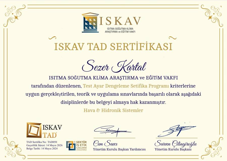 ISKAV TAD sertifikası
