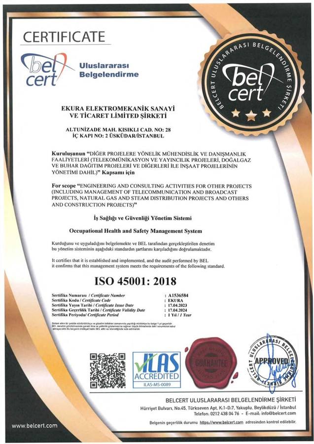 ISO 45001:2018 sertifikası